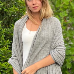 Schal/Stola Suave aus Babyalpaka in silbergrau mit Zopfmuster